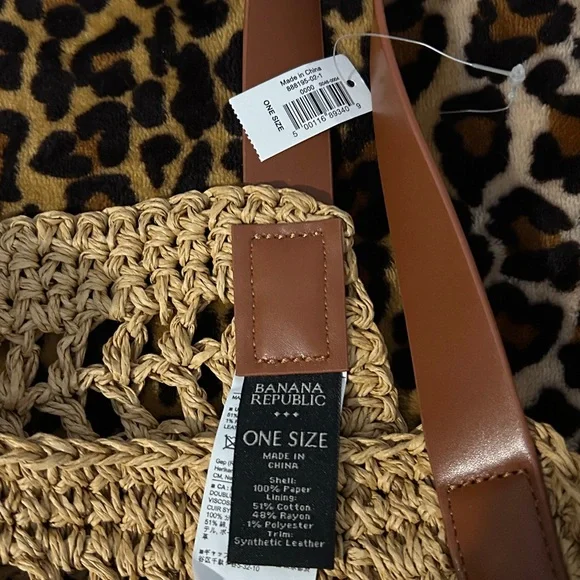 NWT Banana Republic Tan Crochet Tote Bag - Picture 2 of 4